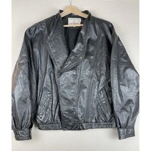 Vintage L'uomo Crest Collection by Cosi Leather Jacket Large‎ Black Bomber Moto